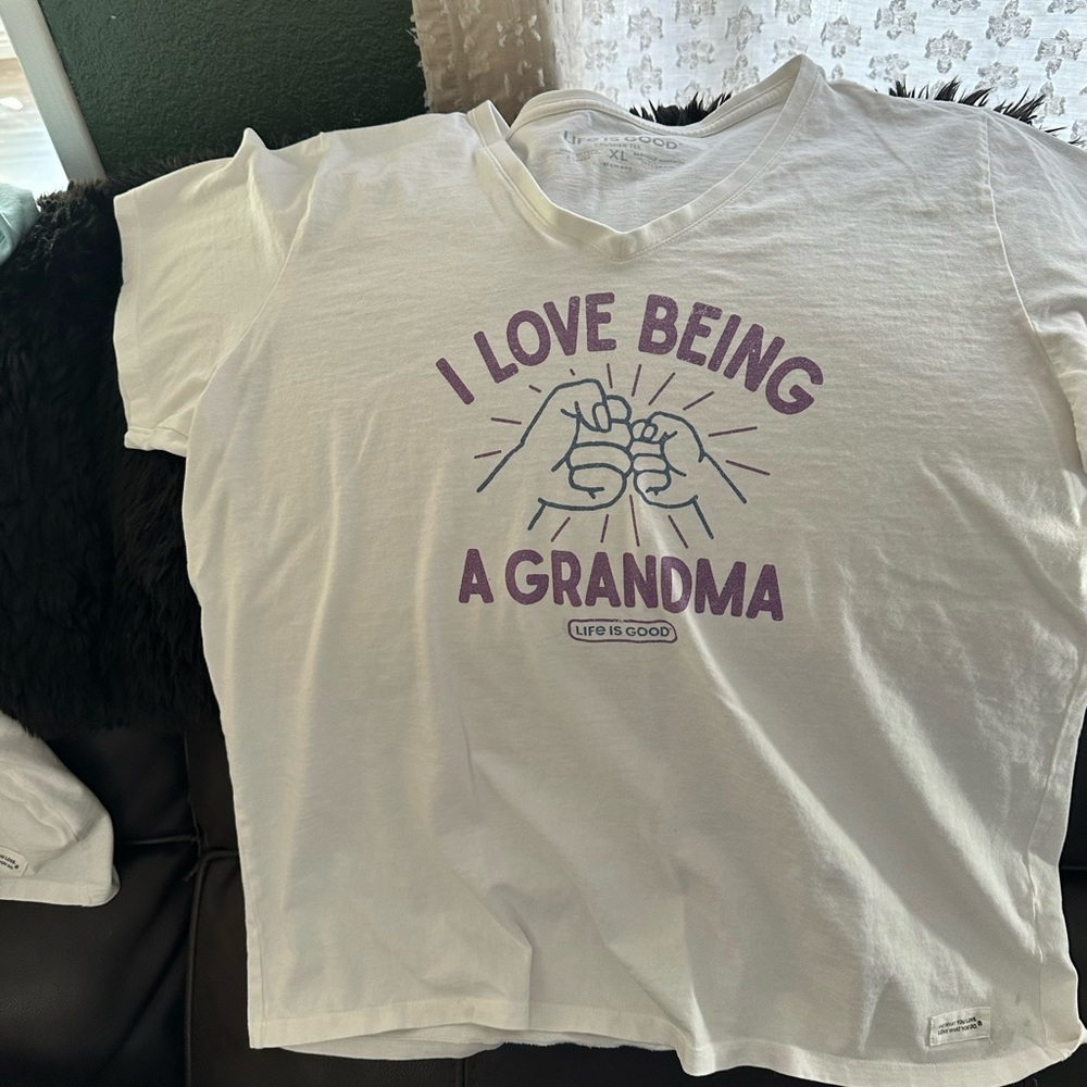 Life Is Good White V-Neck T-Shirt